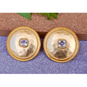 Rimmed Bold Gold Stud Earrings